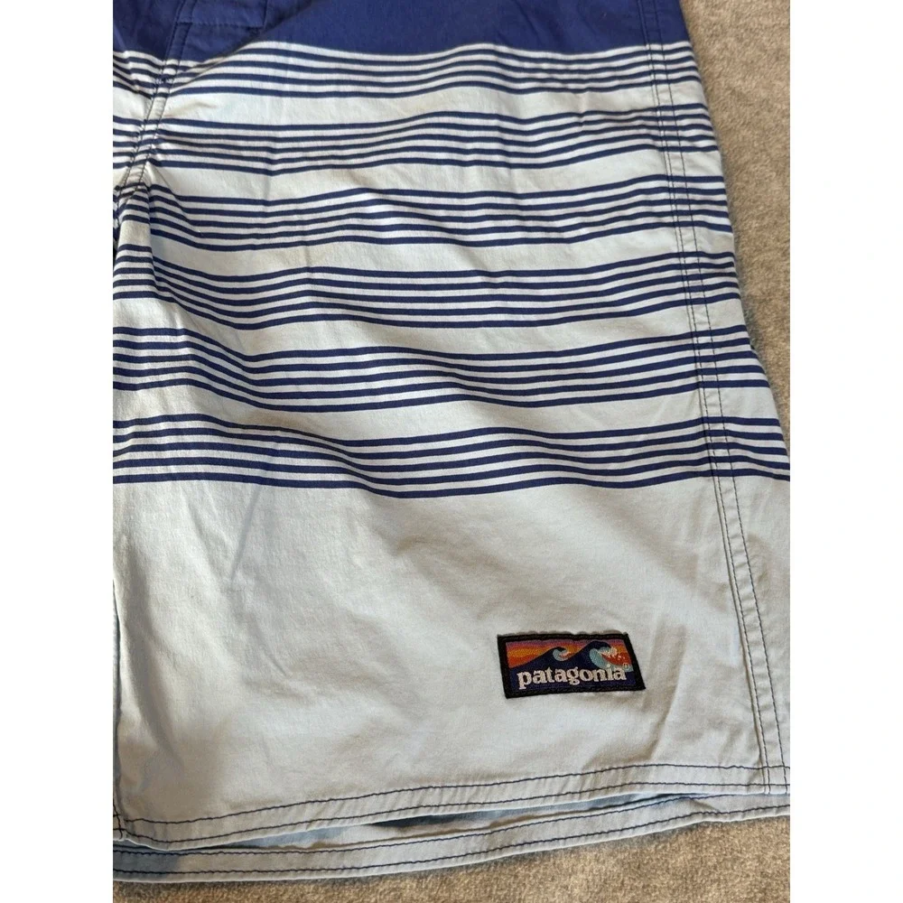 Patagonia Stretch Wavefarer Board Shorts Mens 34 Blue Beach Fish Water sports